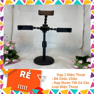 Giá Đỡ Kẹp Điện Thoại LiveStream, Giá Đỡ 3 Điện Thoại Livestream Để Bàn, Cây Live Stream Chuyên Nghiệp Giá Rẻ