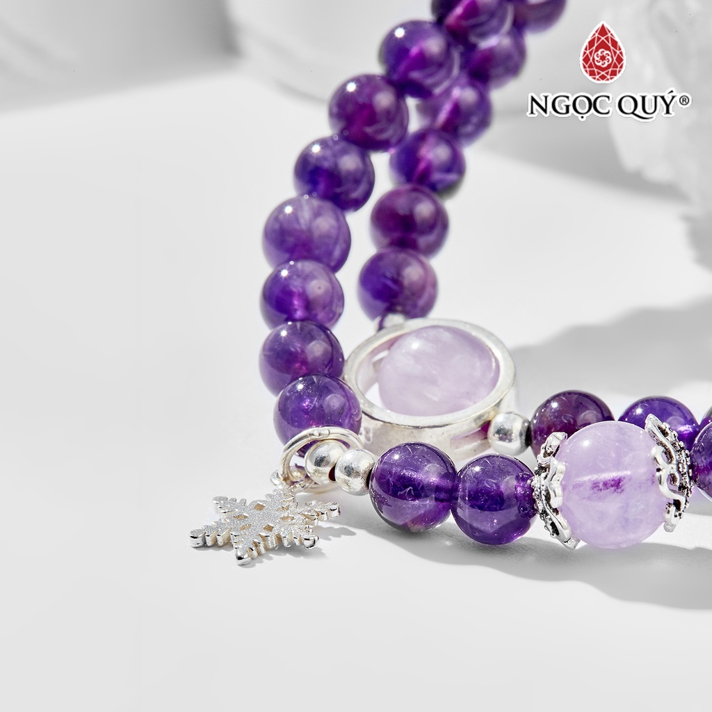 Vòng tay đôi TA tím charm ngôi sao - Ngọc Quý