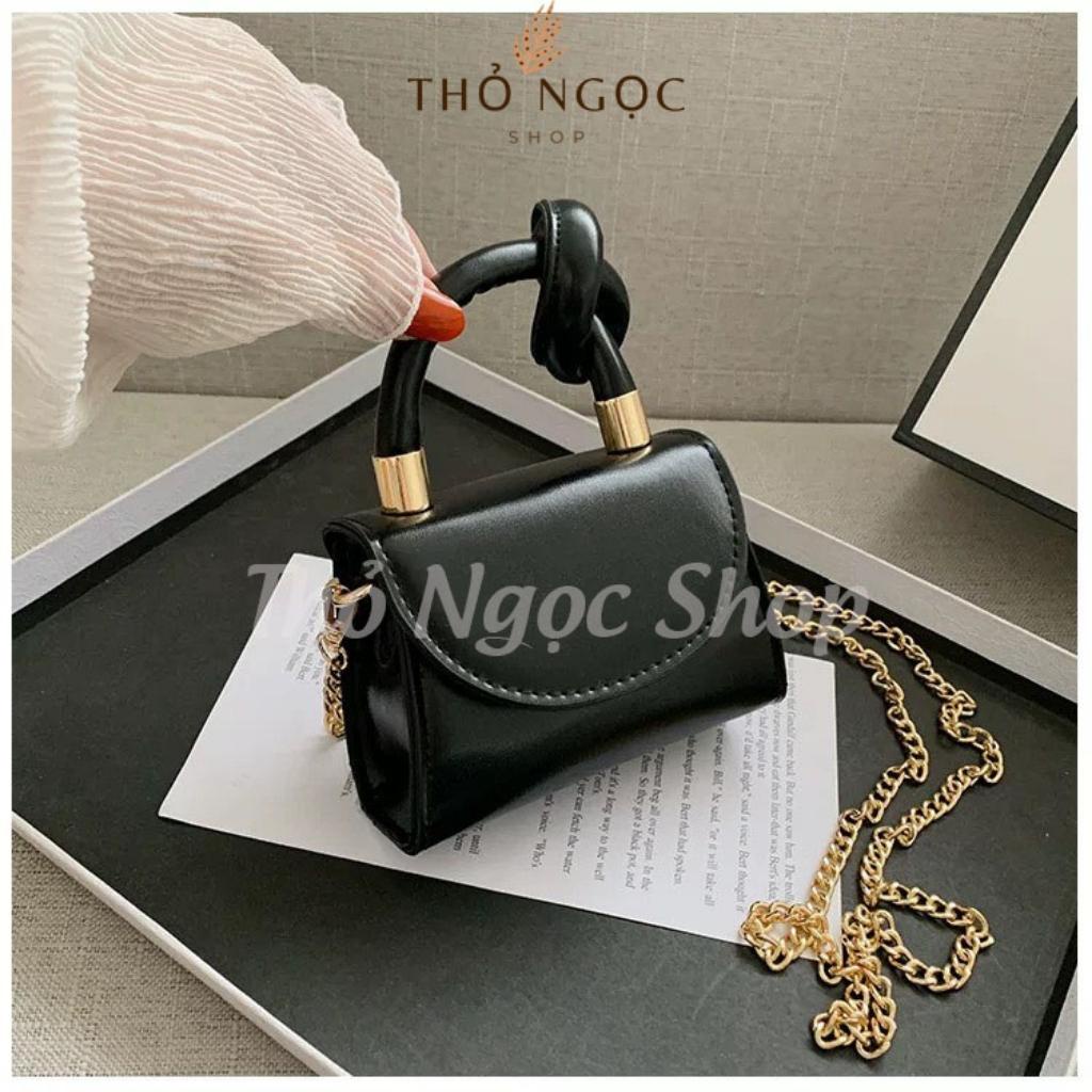 Túi Xách Nữ MIni Đeo Chéo Cute Dây Xích Có Thể Cầm Tay Chất Da Bóng Size 13