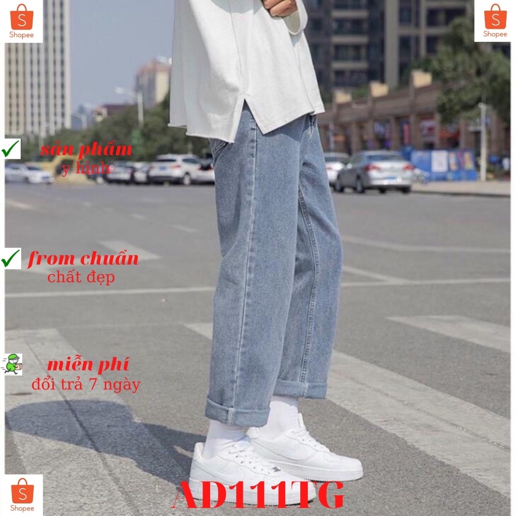 Quần Jean Nam TENJI STORE AD111 Jean Nam Baggy Xanh Trơn Cao Cấp Trẻ Trung Phong Cách Cá Tính (44 - 70KG)