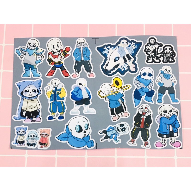 sét 40-60 sticker sans undertale cắt laze ép lụa khác nhau/ hình dán sans undertale
