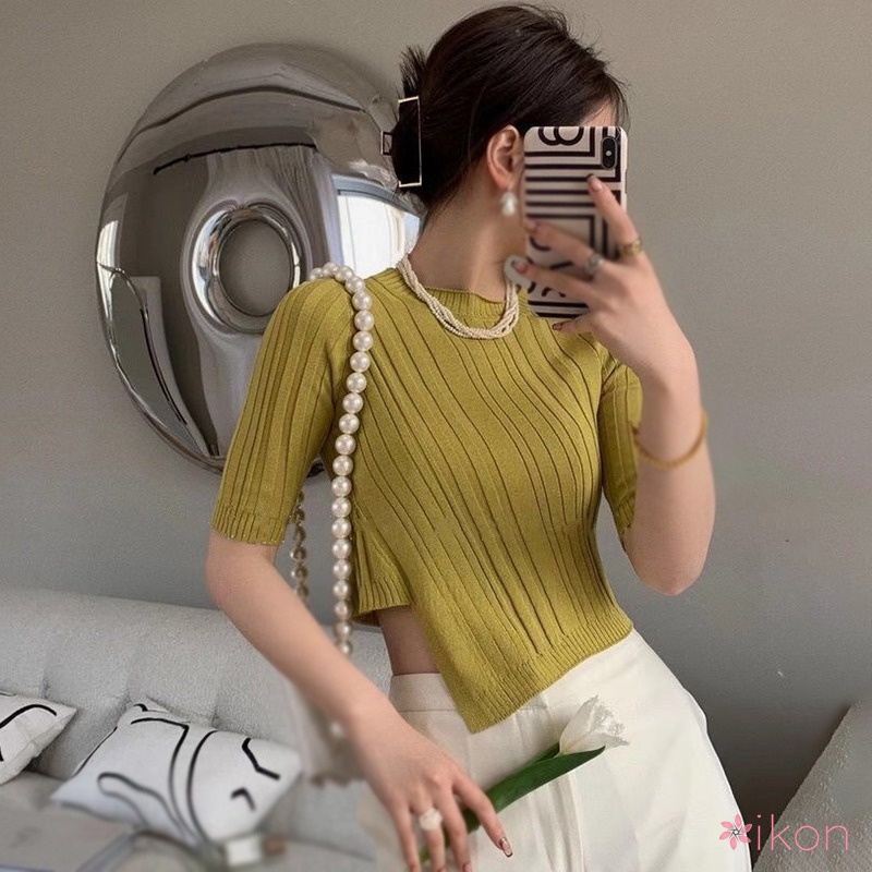 Áo Thun Tay Ngắn Màu Trơn Kiểu Dáng Hợp Thời Trang