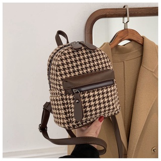 Balo Nữ Mini Vải Dạ Caro Chéo