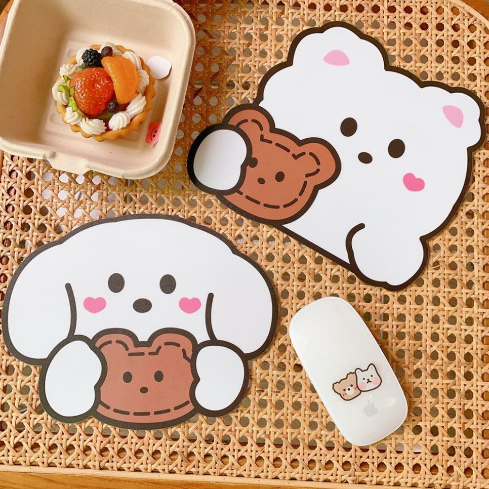 TẤM LÓT CHUỘT HÌNH GẤU - CÚN XINH XẮN KHÔNG THẤM NƯỚC