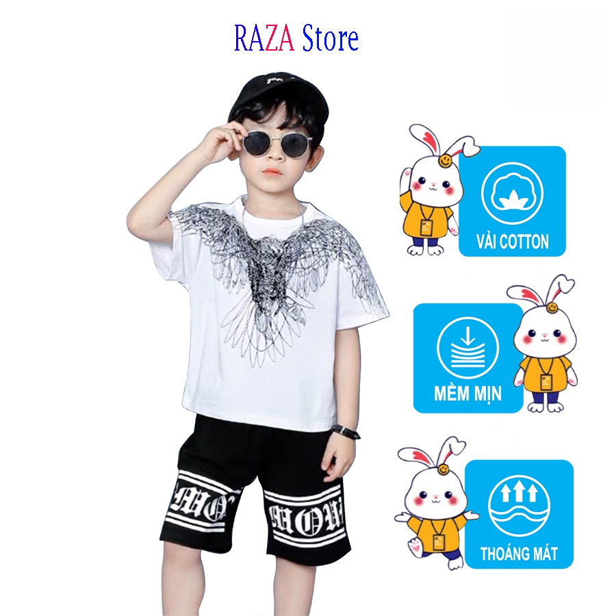 Bộ hè bé trai,Đồ bộ bé trai RAZA Store vải cao cấp sợi thoáng mát cho bé trai từ 14kg- 46kg RZM29