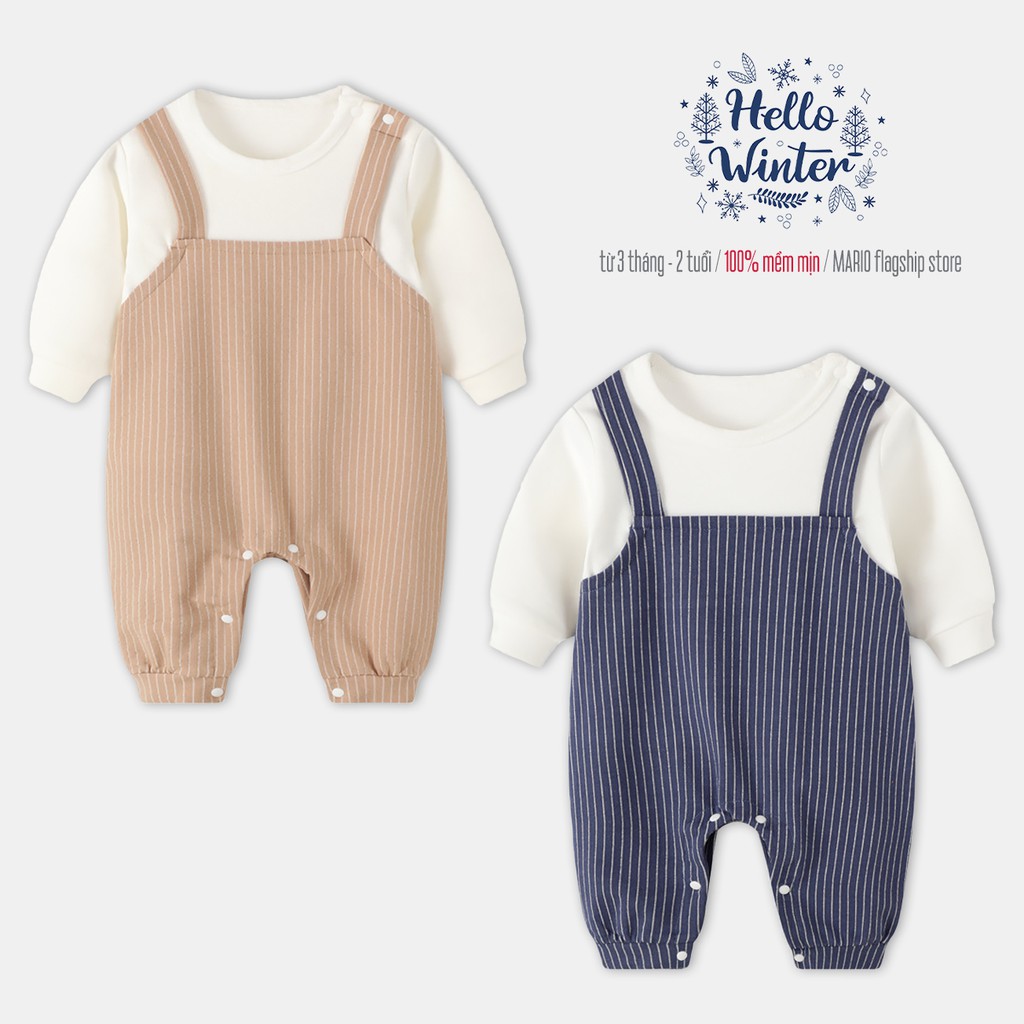 Bộ body bé trai bé gái Mario Store bodysuit cho bé chất cotton họa tiết thắt đai hàng xuất khẩu