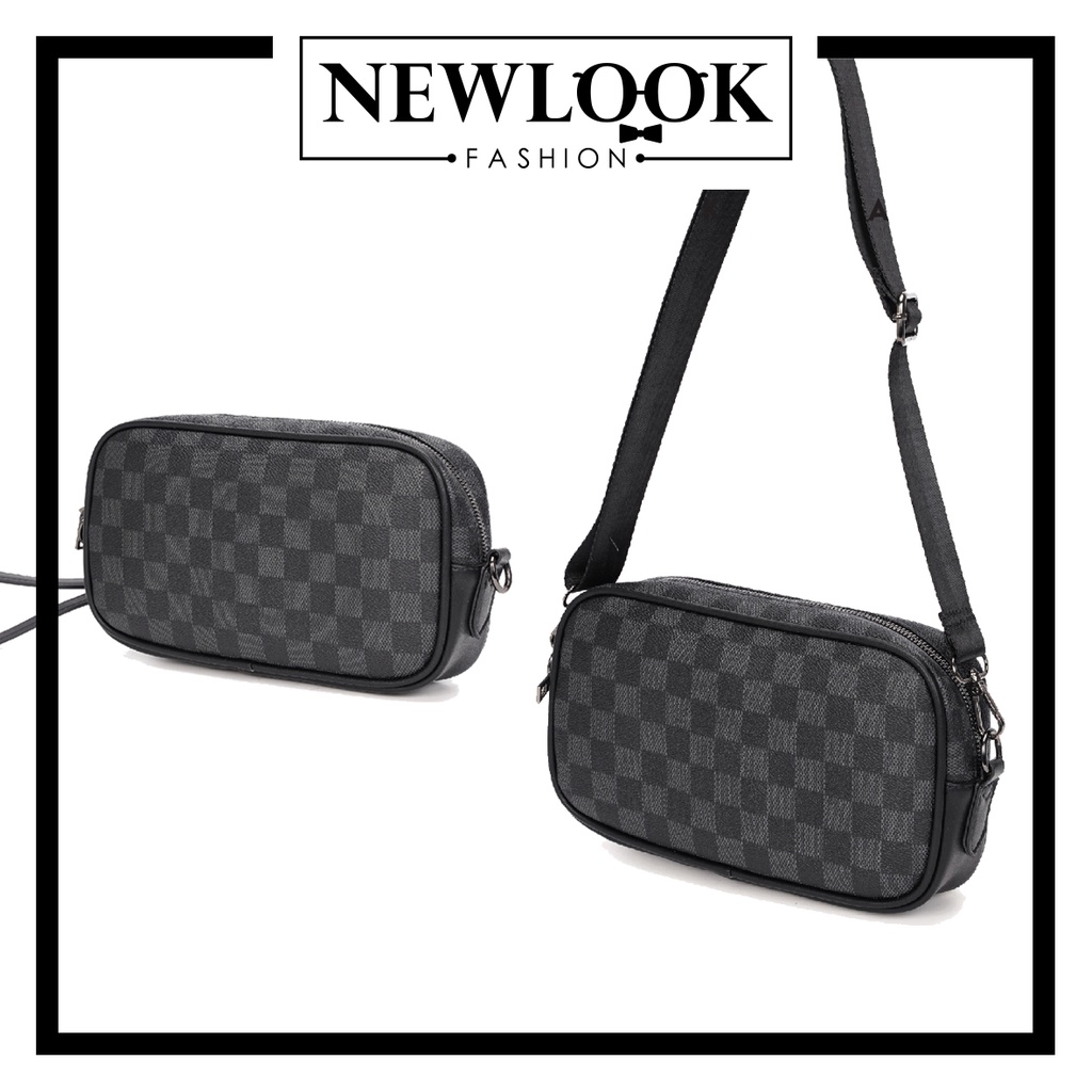 ★ TÚI DA CẦM TAY NAM NỮ 2 TRONG 1 HOẶC ĐEO CHÉO DA PU DÀY DẶN HOẠ TIẾT CARO THỜI TRANG