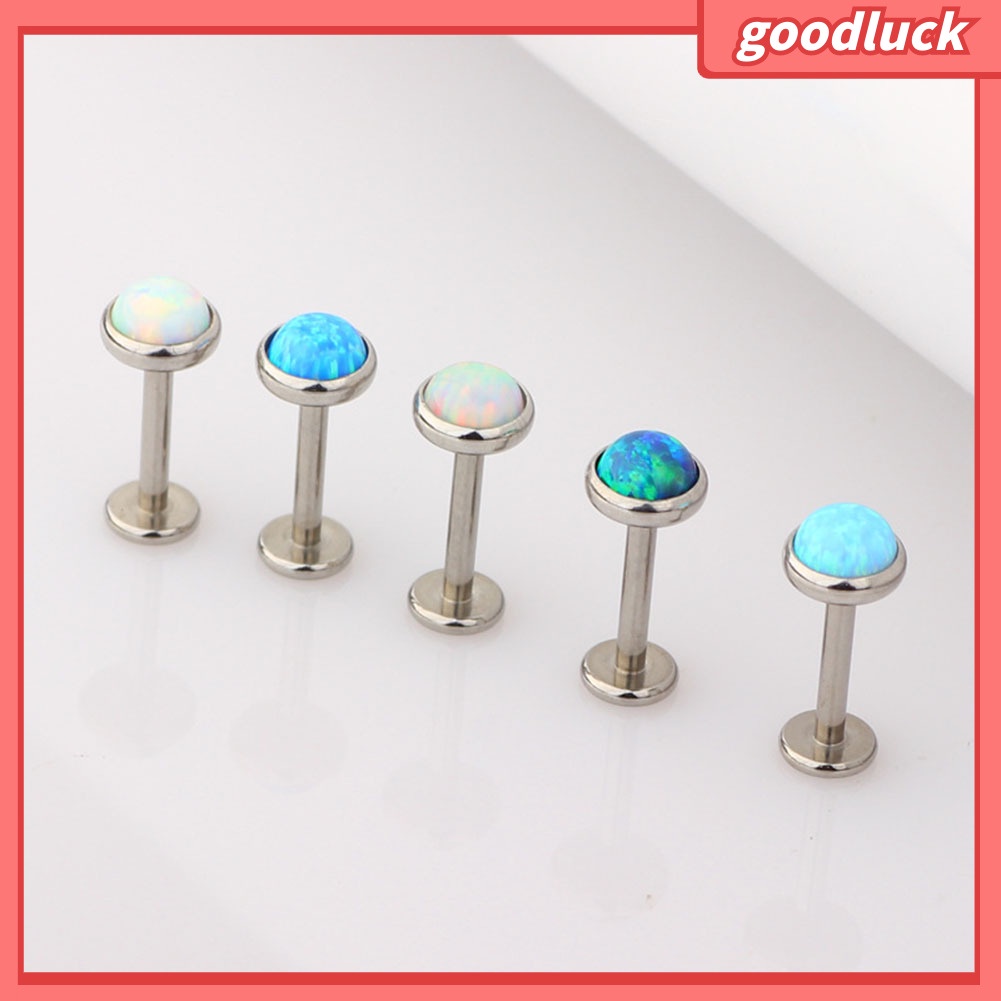 1Pc Đàn ông Phụ nữ Faux Opal Labret Lip Ring Ear Stud Earring Body Xuyên Đồ trang sức