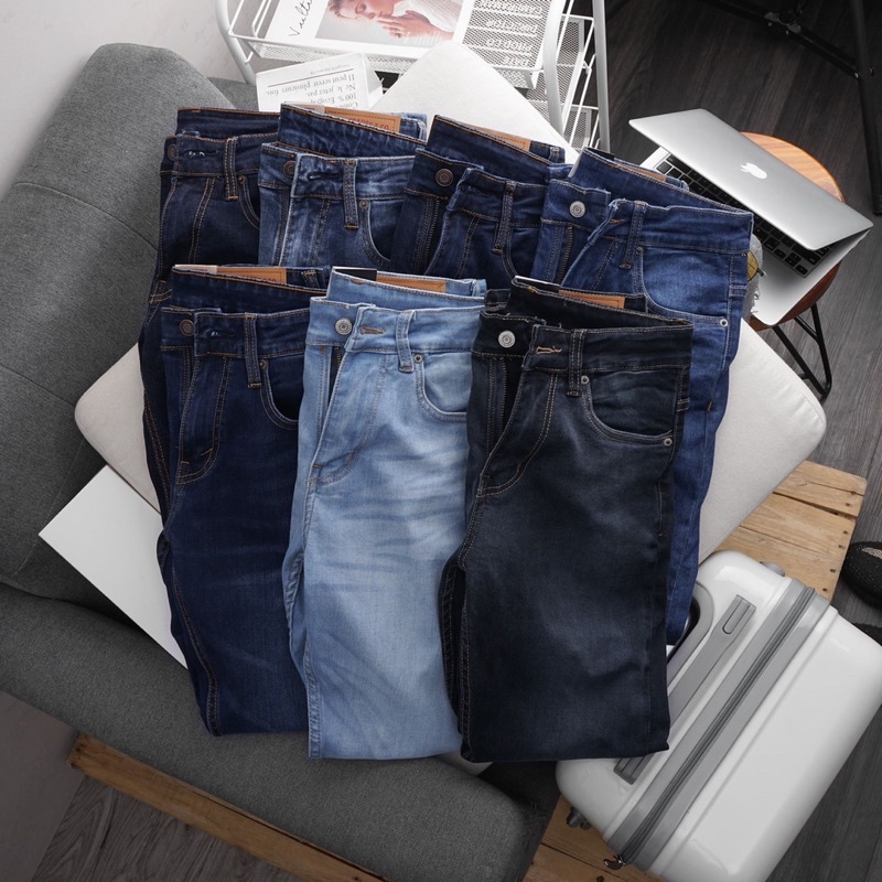 Quần jean Nam Cao cấp Xanh nhạt jean co giãn ống đứng | BigBuy360 - bigbuy360.vn