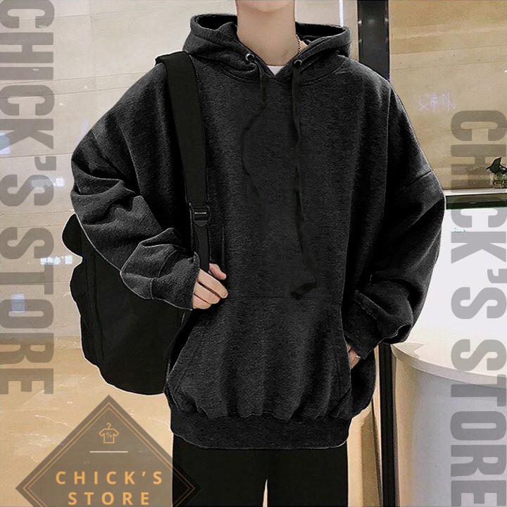 Áo khoác hoodie nỉ bông màu xám đậm | BigBuy360 - bigbuy360.vn
