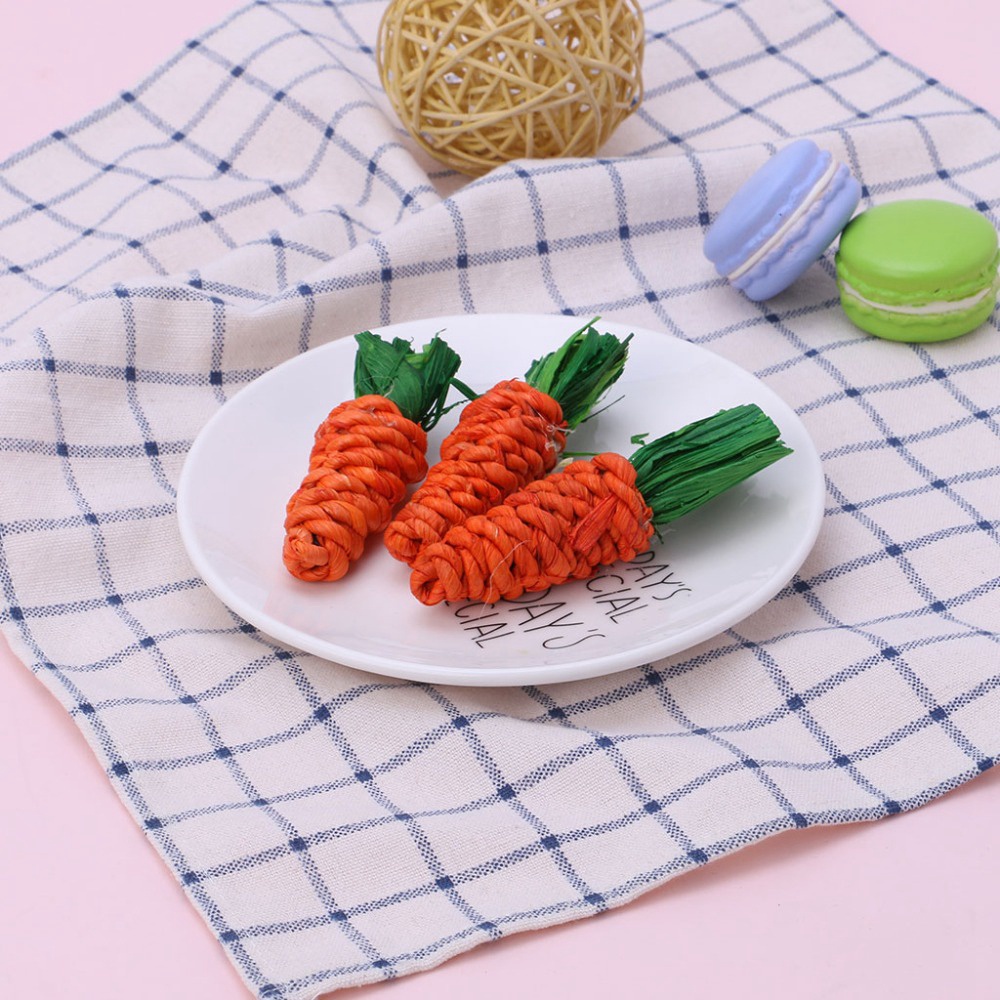 WILLIS Straw Bite Toys Playing Tooth Cleaning Chew Toys 3pcs/set Bird Toy Guinea Pig Rat Parrot Carrot Shaped Pet Supplies
