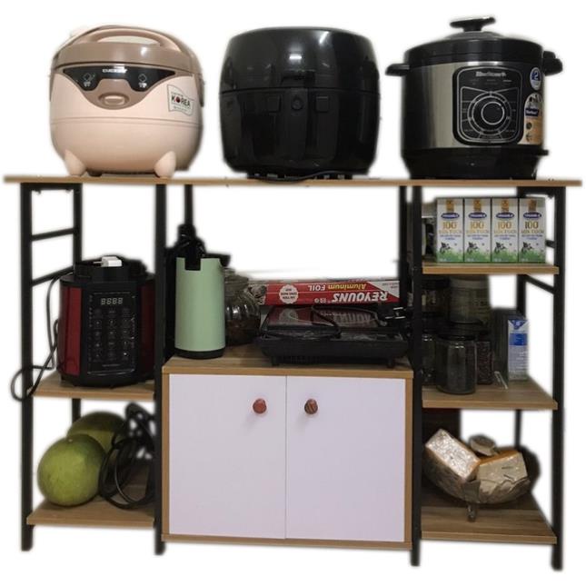 Kệ Bếp Đôi Khoa Phát, Kệ Để Lò Vi Sóng Khung Sắt Sơn Tĩnh Điện Sàn Gỗ MDF Cao Cấp NX