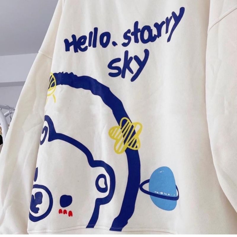 Áo Nỉ Sweater Gấu Hello Form Rộng Tay Bồng Unisex ( video + ảnh thật)