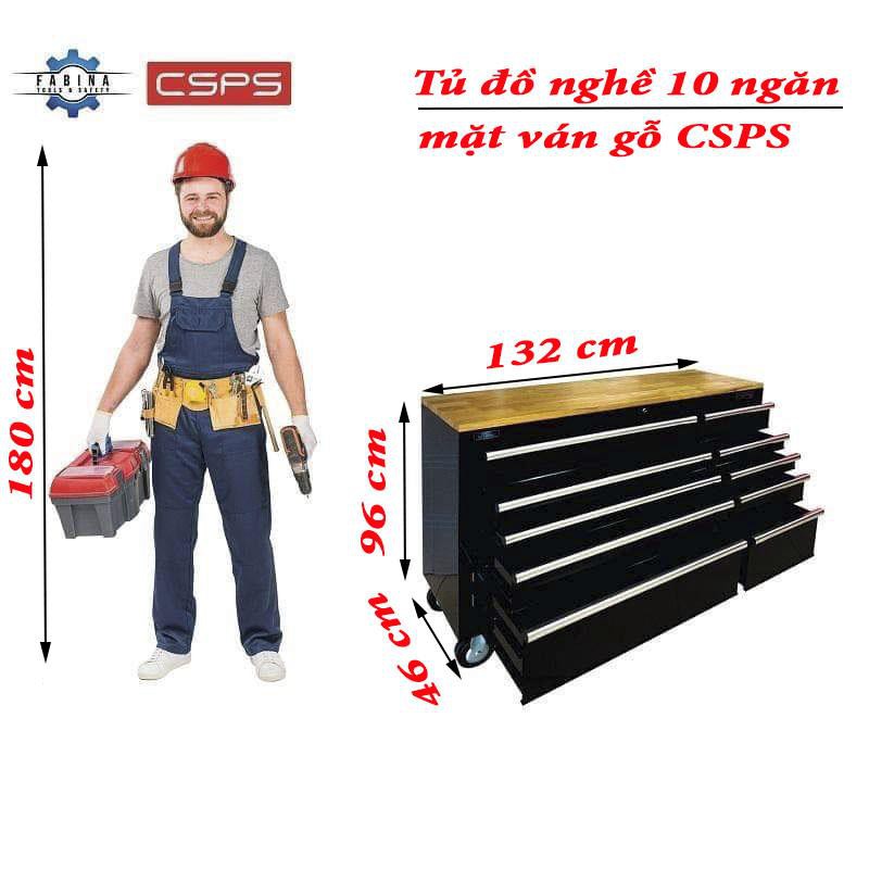 Tủ đồ nghề cao cấp CSPS, 10 ngăn mặt ván gỗ