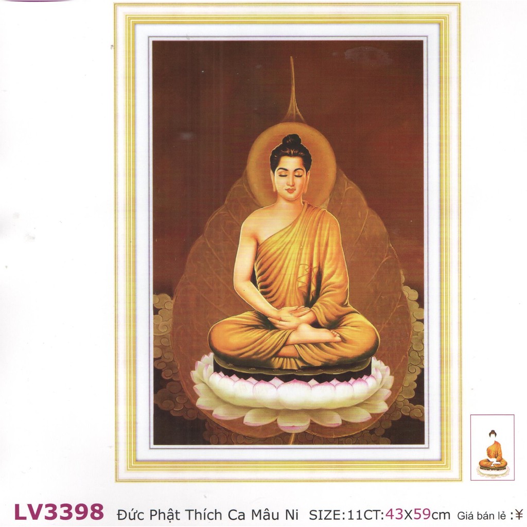 Tranh thêu chữ thập Phật Thích Ca Nâu Ni 3D LV3398 |59x43 cm| - chưa thêu