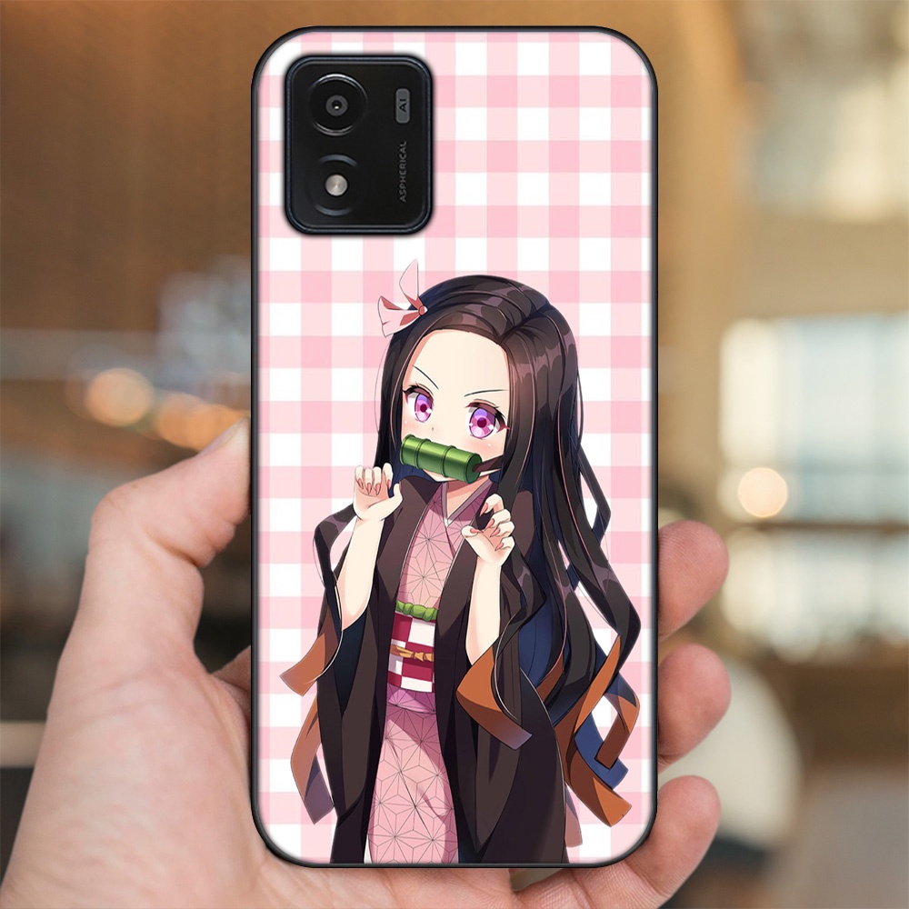 Ốp lưng Vivo Y01 viền đen in hình Nezuko Kimetsu no Yaiba
