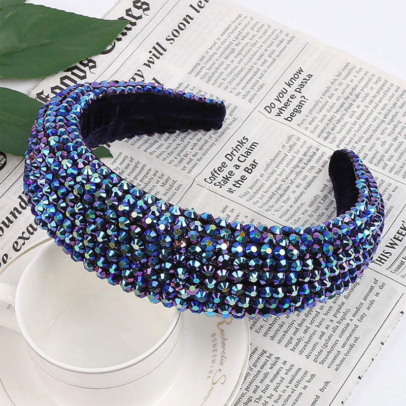 Băng Đô Cài Tóc Bằng Xốp Và Nhung Bản Rộng Đính Đá Lấp Lánh Sang Trọng Cho Nữ