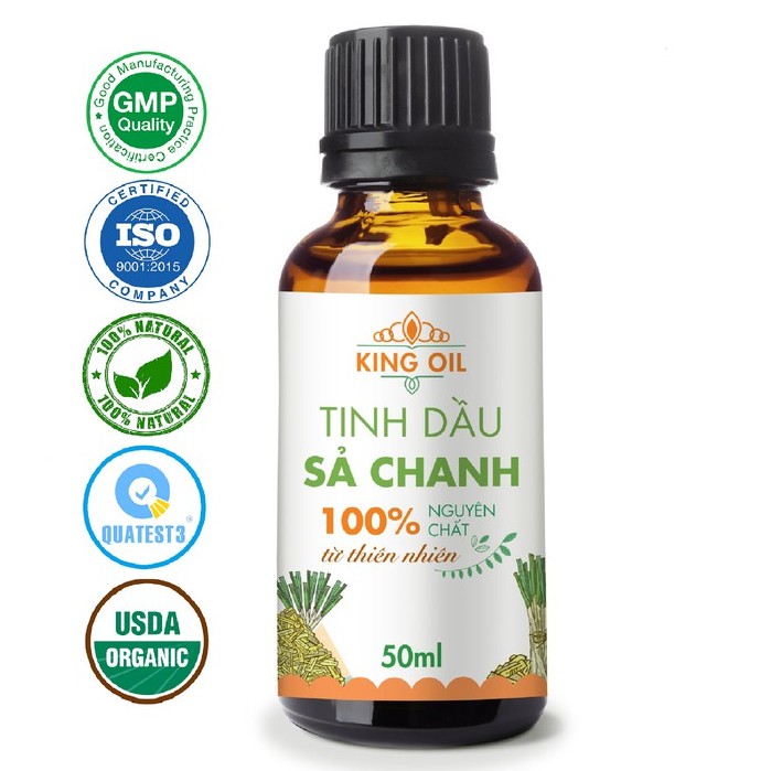 Tinh dầu Sả Chanh KingOil nguyên chất 100% hữu cơ từ thiên nhiên, thơm phòng, xông phòng, thư giãn, đuổi muỗi, khử khuẩn
