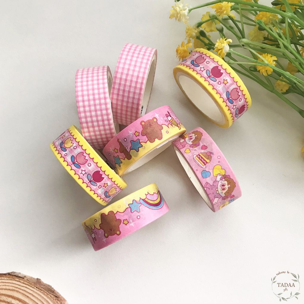 Washi tape hoa và họa tiết cô gái dễ thương