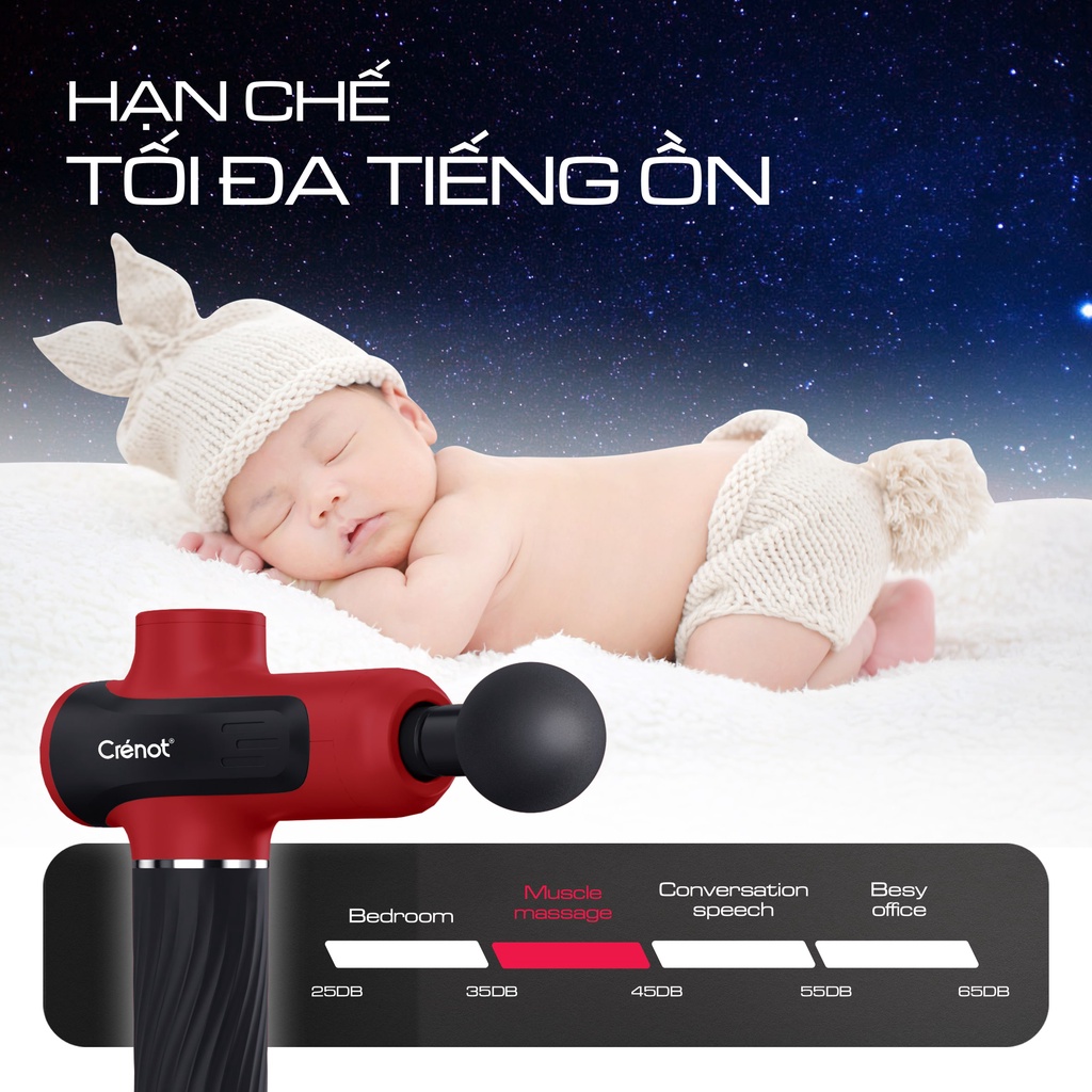 Máy massage cầm tay Crenot Therap M5 súng massage giảm đau mỏi cơ bắp mát xa lưng vai cổ gáy matxa toàn thân