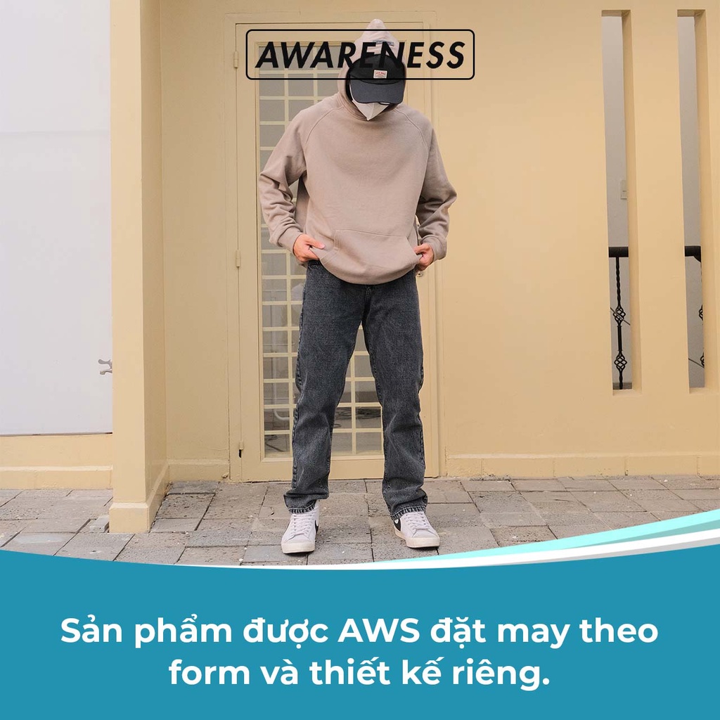 Quần jean nam ghi xám baggy ống rộng chất denim dày dặn dễ phối đồ phong cách Hàn Quốc J30 - jean baggy AWARENESS