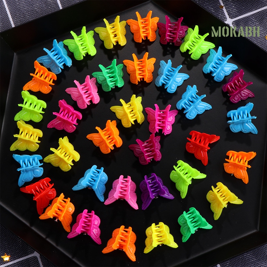 Set 30 Kẹp Tóc Nhựa Hình Bướm Màu Sắc Đơn Giản Cho Bé