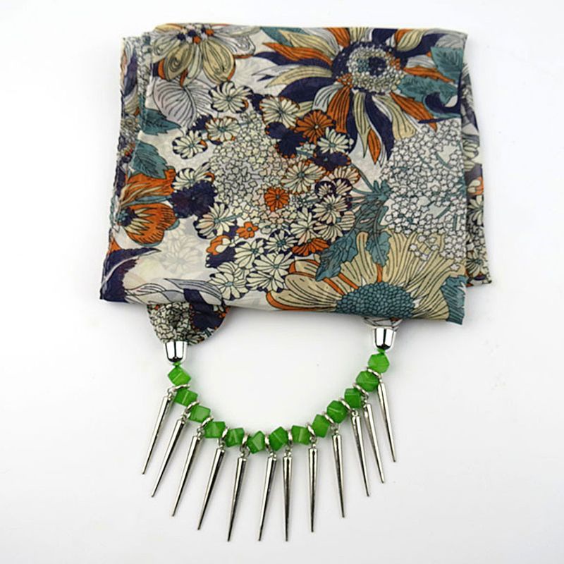 Khăn Choàng 180x48cm Họa Tiết Hoa Đính Hạt Tua Rua Phong Cách Dân Tộc Cho Nữ