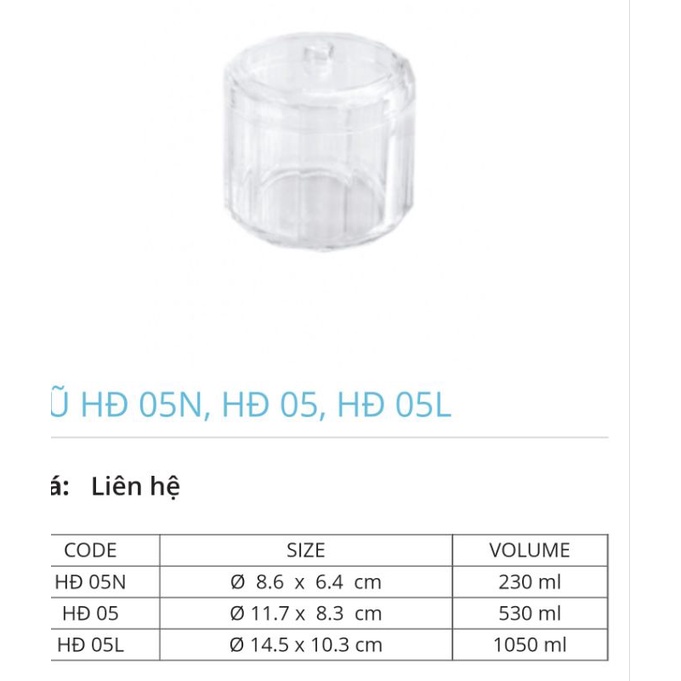 Hũ để đường - gia vị nhựa trong Acrylic