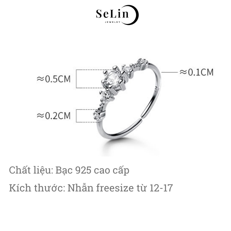 Nhẫn bạc nữ 925 đính đá ổ tròn lấp lánh Sparkling SELIN JEWELRY - 0119