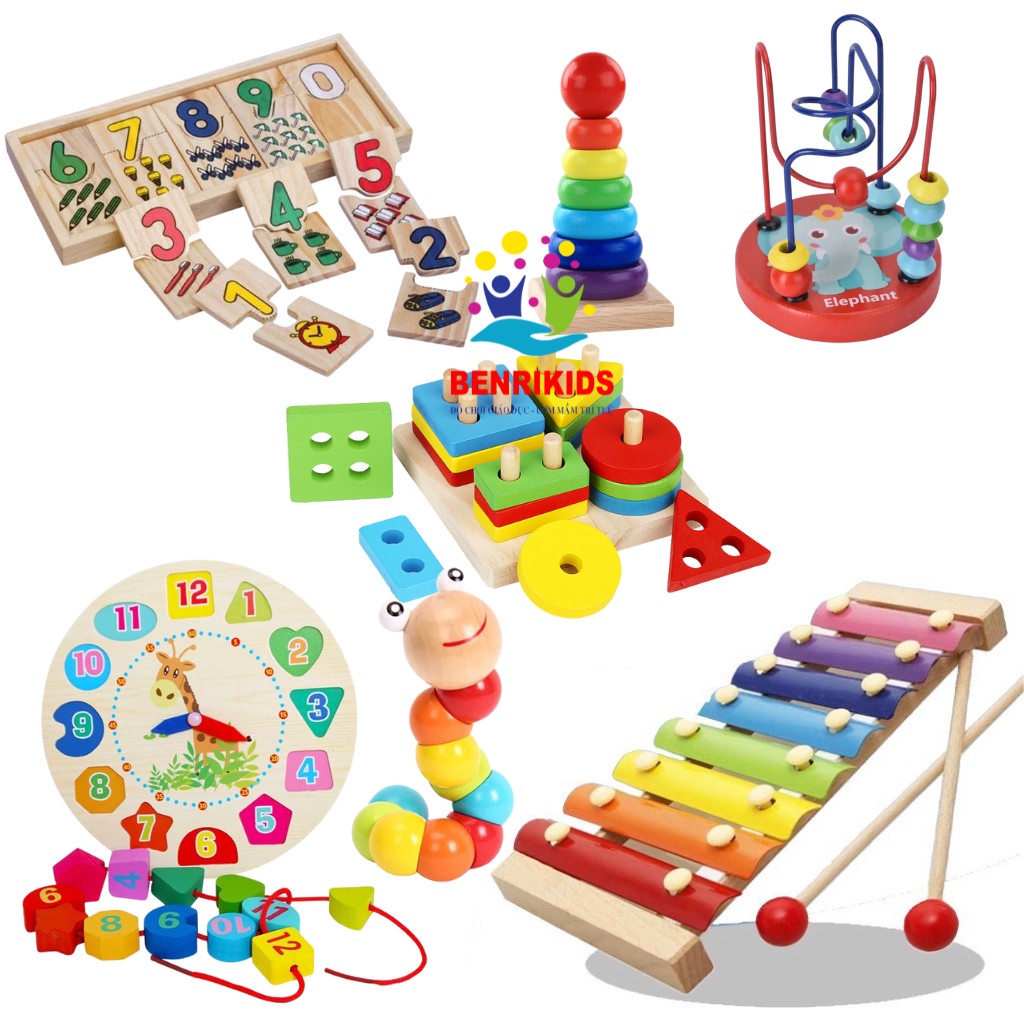 Bộ Đồ Chơi Giáo Cụ Montessori 7 Món Bằng Gỗ Giúp Bé Phát Triển Trí Tuệ Toàn Diện