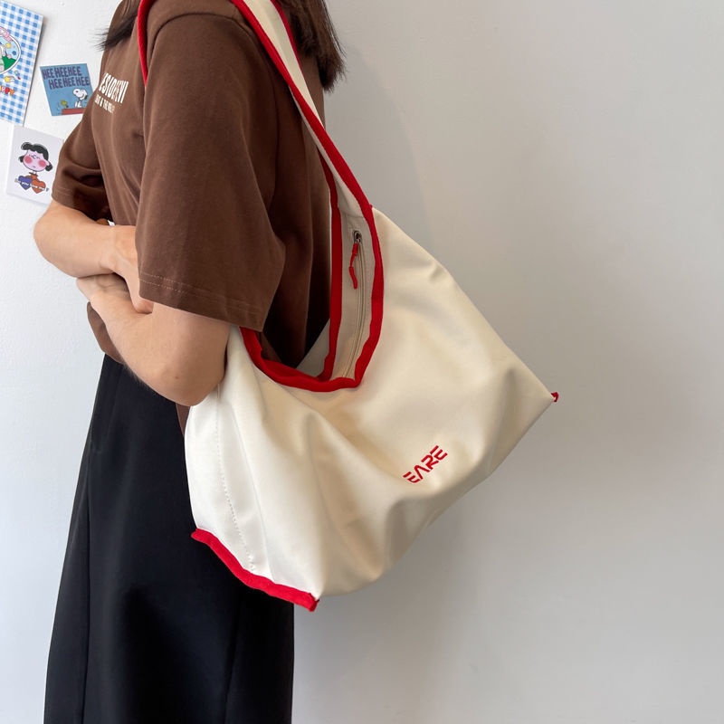 Túi Xách Canvas Cỡ Lớn Màu Sắc Tương Phản Thời Trang Mùa Hè Cho Nữ