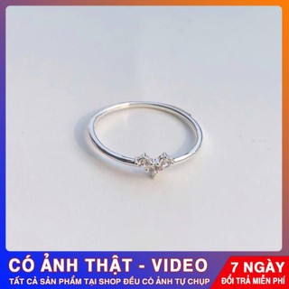 Nhẫn tim bạc nhỉ xinh đính đá lấp lánh