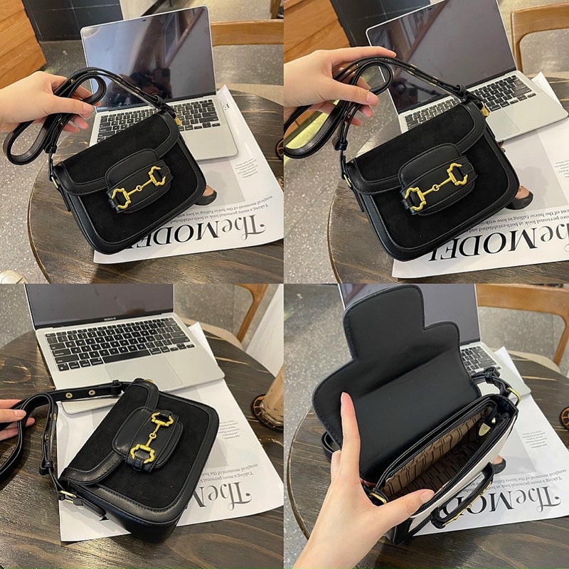 Túi Hà Hồ phối da lộn hàng Quảng Châu không hộp