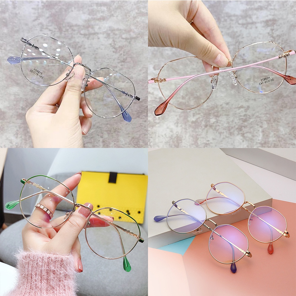 Kính gọng tròn chống ánh sáng xanh kiểu dáng dễ thương phong cách Hàn Quốc dành cho nữ sinh