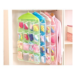 Túi 16 ngăn treo đồ cá nhân không thấm nước-dạng túi treo với móc phơi đồ, không kèm móc.