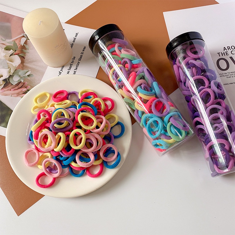 Set 100 Dây Thun Cột Tóc Nhiều Màu Dễ Thương Cho Bé Gái