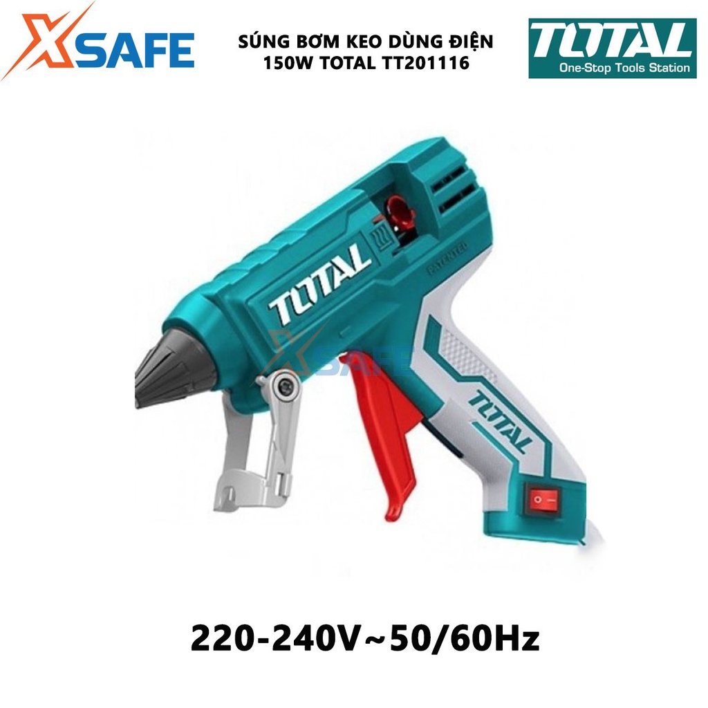Súng bắn keo nến dùng điện Total TT201116 Súng bơm keo silicon Khả năng dán 15-20g/phút nhỏ gọn, tiện lợi, tay cầm chắc