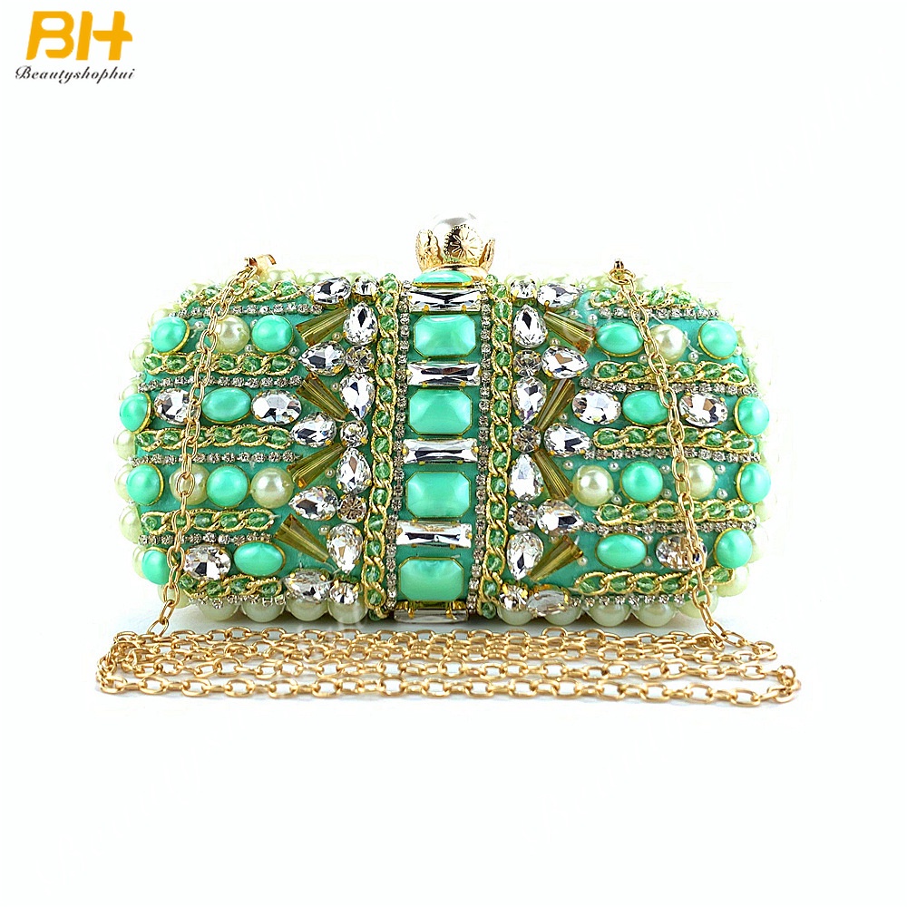 Ví Cầm Tay Thêu Họa Tiết Đính Ngọc Trai Giả Thời Trang Cho Nữ