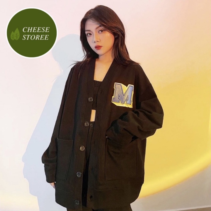 Áo Cardigan Len Mỏng Cho Nữ Phong Cách Ulzzang Phù Hợp Đi Đà Lạt, Dạo Biển - Thêu logo M missout