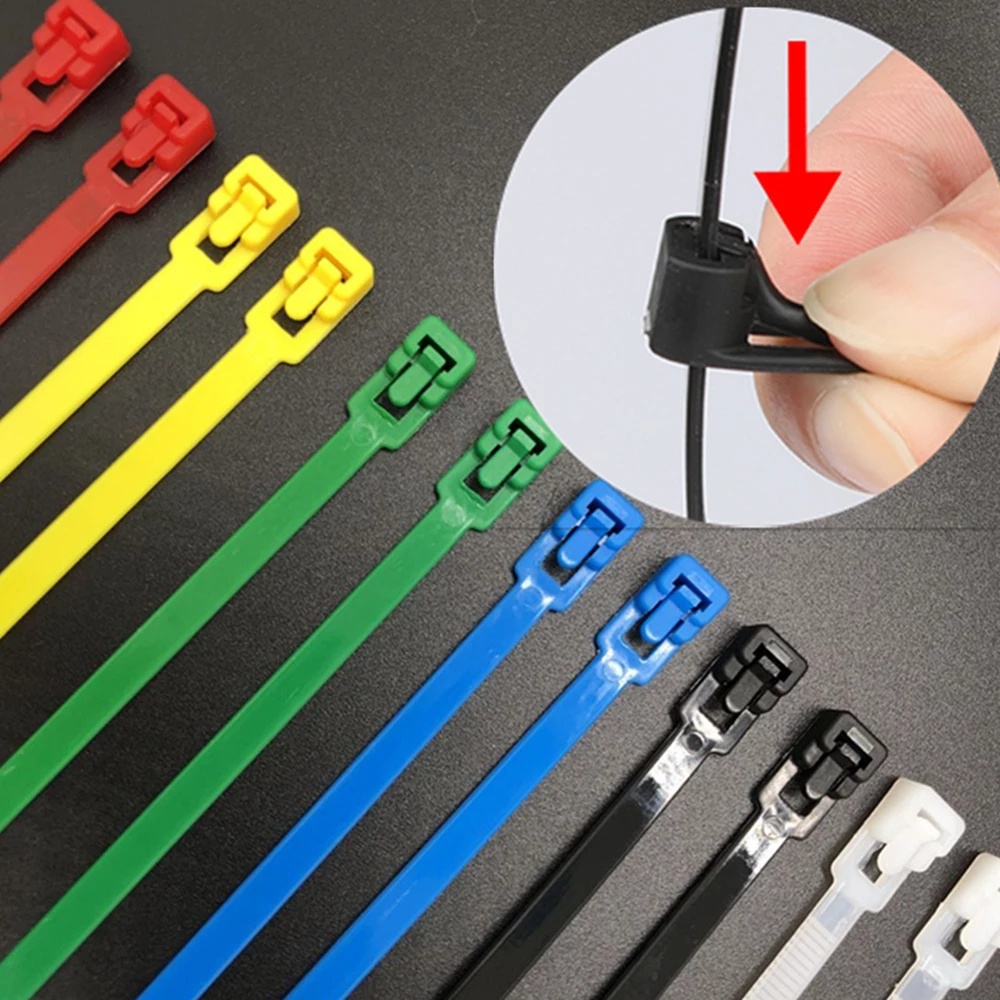 Set 100 Dây Rút Nhựa Tự Khóa Nhiều Màu Sắc Có Thể Tái Sử Dụng