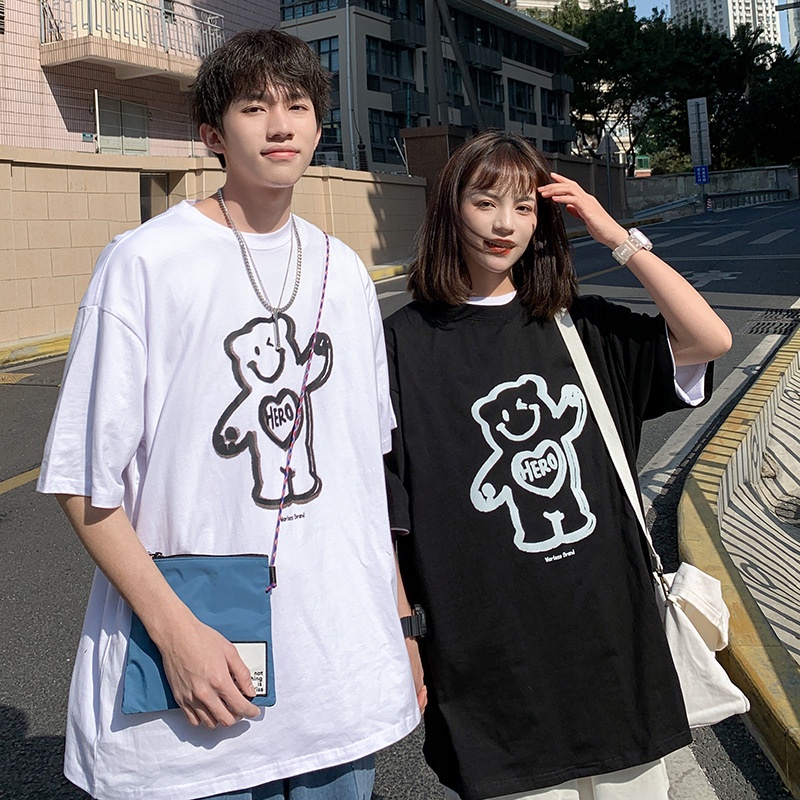 Áo thun tay lỡ-áo thun unisex mẫu gấu HERO siêu HOT