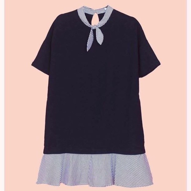 Váy suông old school sọc nơ cổ