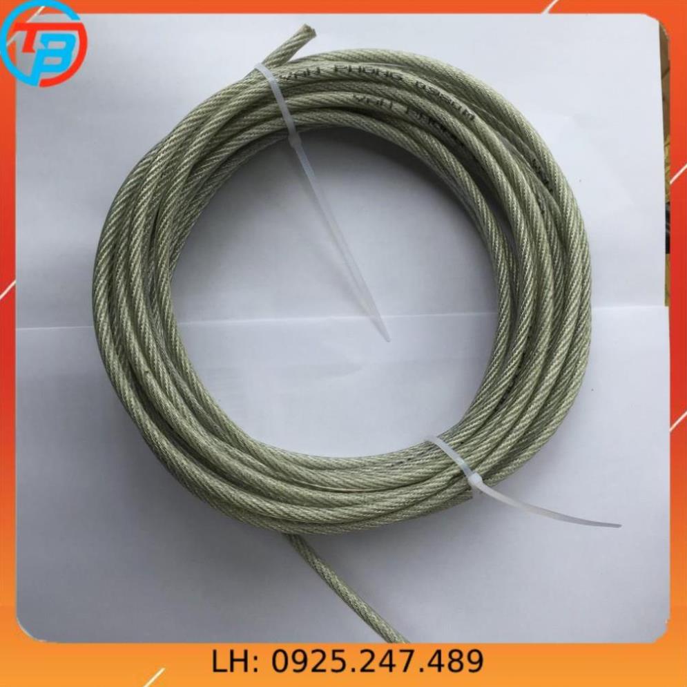 Dây cáp lụa bọc nhựa 6mm làm dây phơi, chằng chống giằng kéo cột, buộc đồ, cột đồ (set 1m)