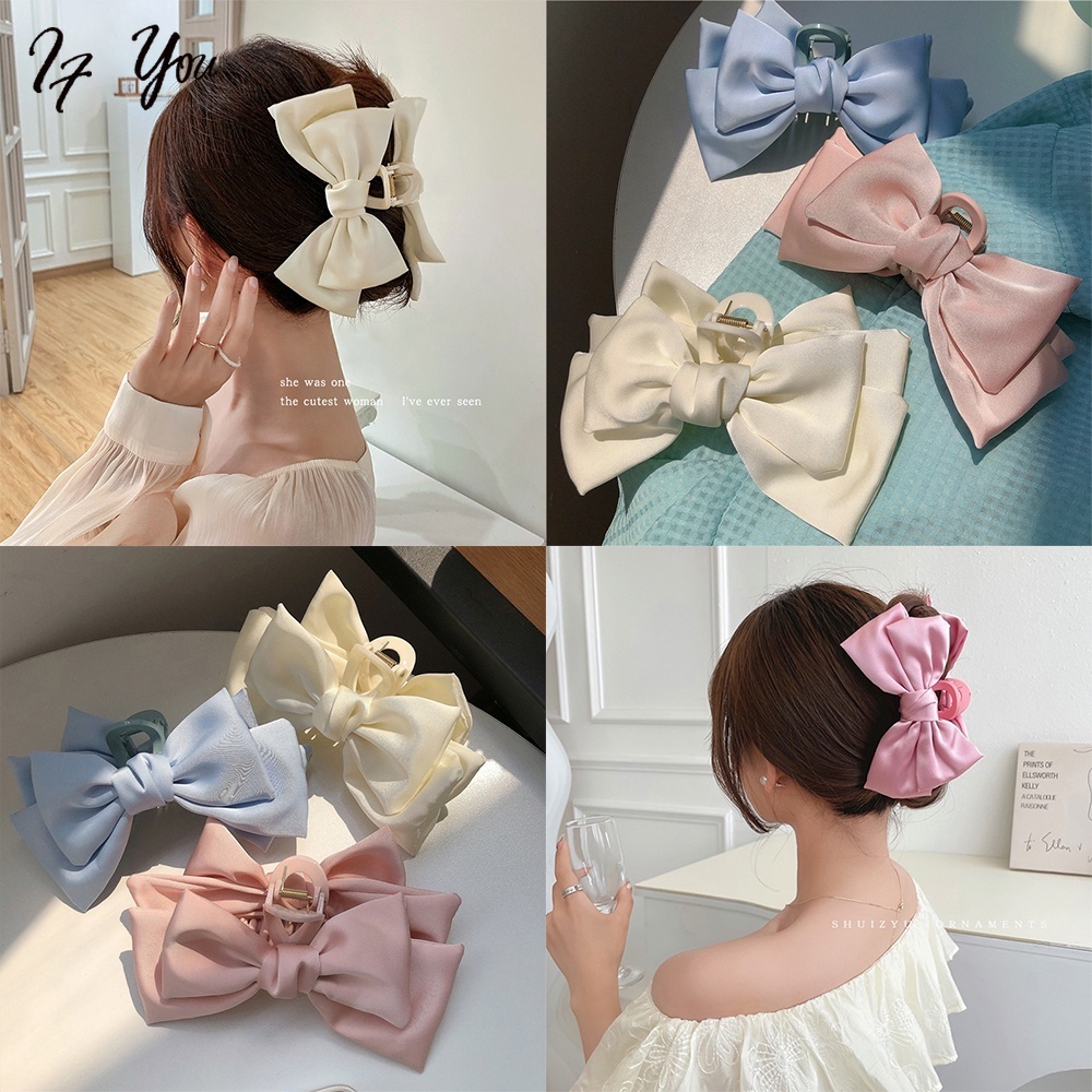 Kẹp tóc AY đính nơ nhiều màu sắc thanh lịch cho nữ