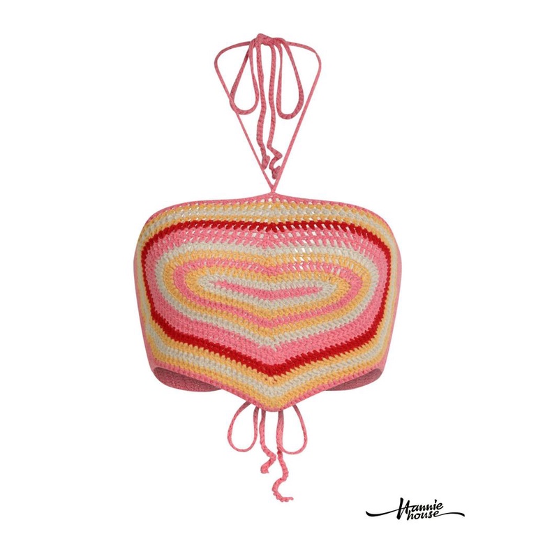 Hannie-Women´s Backless Heart Print Hanky Hem Crochet Camisole