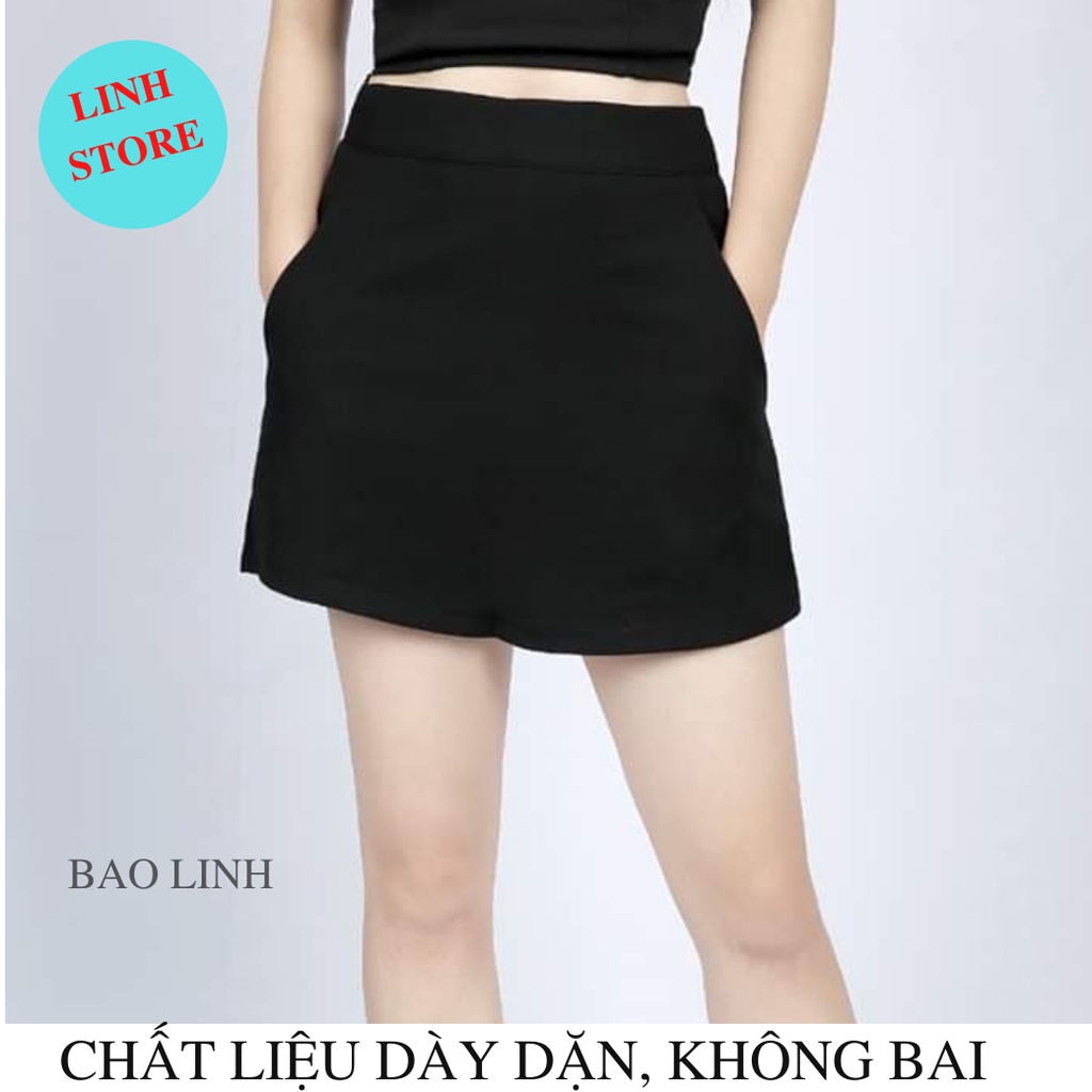 Quần Giả Váy Nữ Linh Store Dáng Chữ A Lưng Cao Đen Vàng Mặc Đi Làm Đi Học Đi Chơi