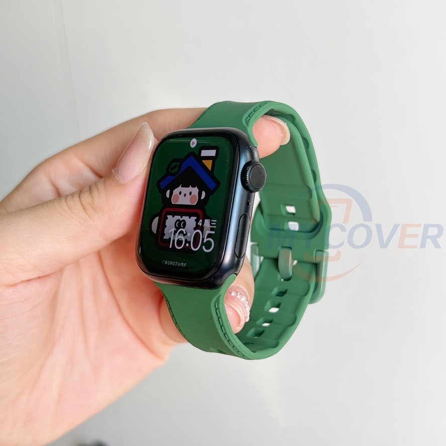 Dây Đeo Bằng Silicone Màu Trơn Cho Đồng Hồ Thông Minh Series 7 6 SE 5 4 3 2 1 Kích Thước 41mm 45mm 44mm 42mm 40mm 38mm