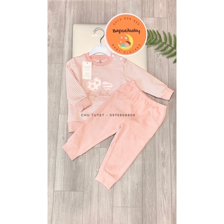 Bộ quần áo nỉ Moon cổ 3p, Moon cài vai cho bé trai, bé gái.