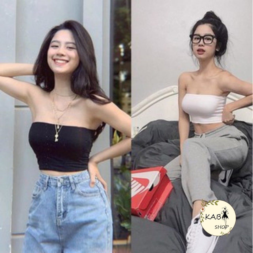 Áo Quây Ngực Thun Tăm Croptop ngắn dáng ôm, phông trơn body màu đen trắng tím | BigBuy360 - bigbuy360.vn