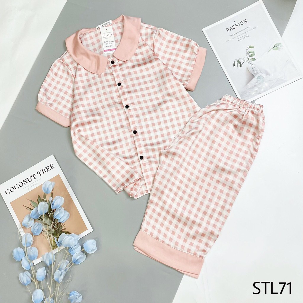 [PIJAMA CÓ SIZE] Bộ Pijama Lụa Satin Cộc Lửng - Đồ Bộ Mặc Nhà Chất Liệu Mềm Mịn Thoải Mái Chuẩn Size